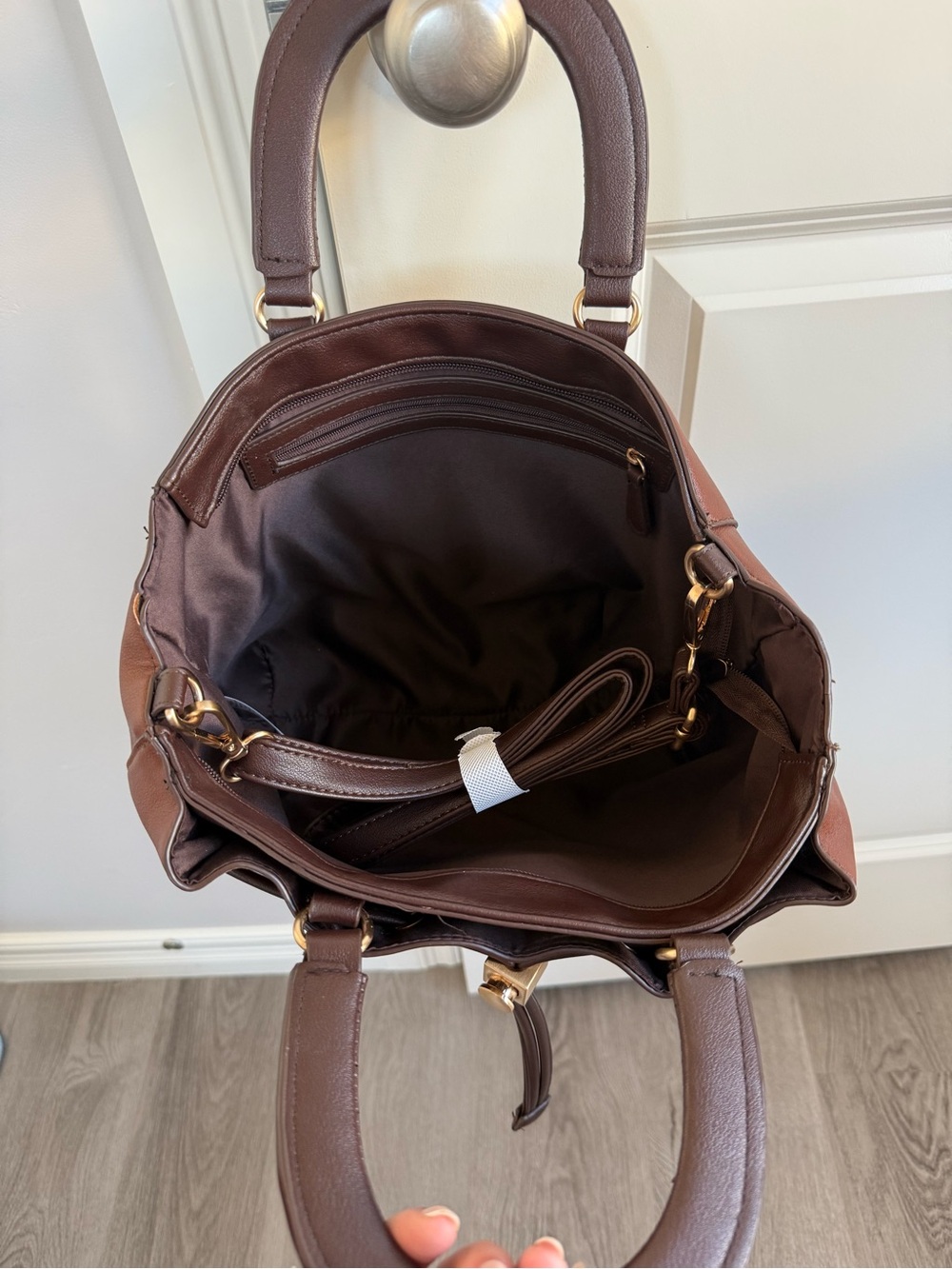 Classic Brown Drawstring Tote Bag - Picture 3 of 9